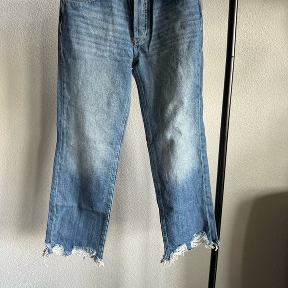 Free People Maggie Dark Wash Mid-Rise Straight Leg Raw Hem Jeans Size 26 NWT - Picture 8 of 11